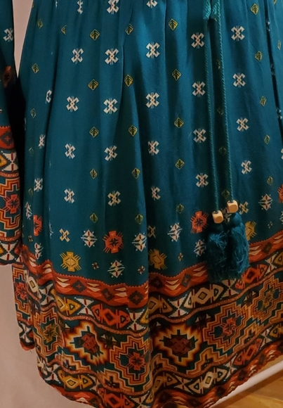 EXHILERATION BOHO, TUNIC TOP. BLUE DRESS OR TOP, - Picture 3 of 9